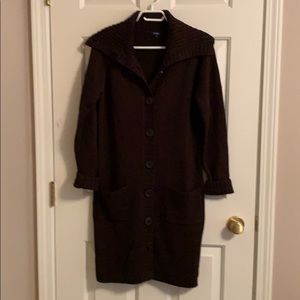 Long Dark Brown Sweater Coat